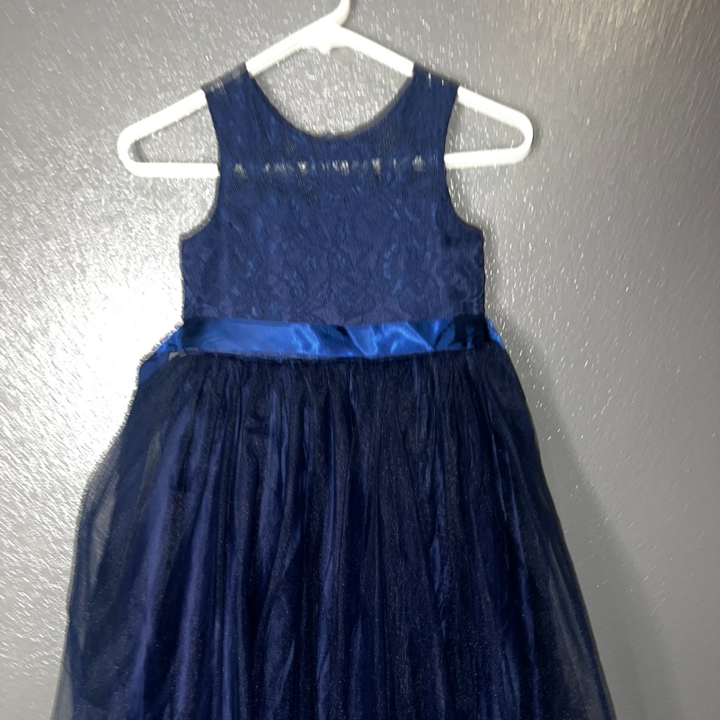 Jefiel Girls Navy Lace Tulle Formal Dress Size 8 Sleeveless